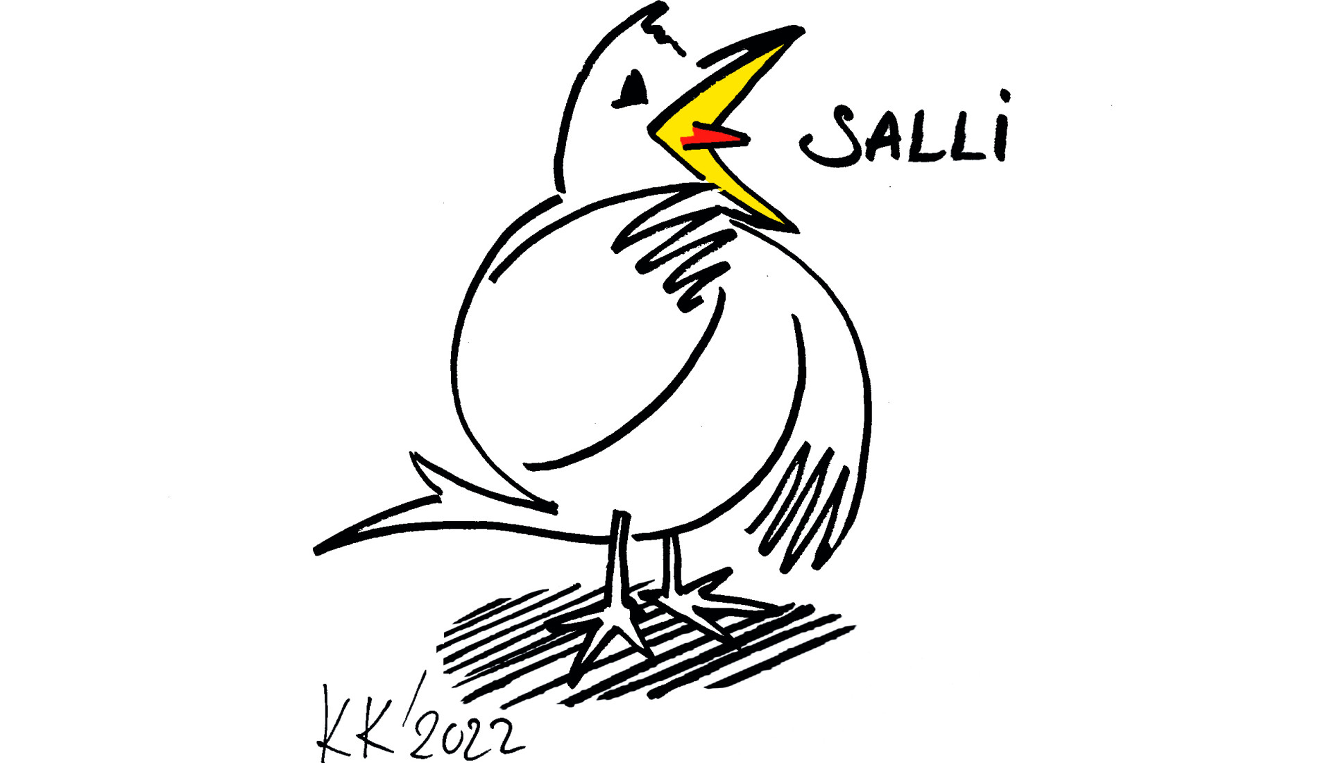 Karikatur eines Vogels